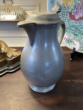 18th Century Flemish Pewter Pear Shaped Flagon Kan Inscribed Count de Buisseret  picture