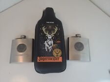 Jagermeister Zippered Bottle Holder and 2 Stainless Steel 6oz Flasks picture