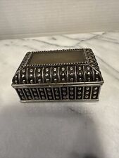 Heavy Silver Plated Hinged Jewelry/Trinket Box  Vintage Blue Velvet Lining picture