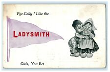 1912 Ladysmith, WI Wisconsin Pennant Dutch Kids Boy Girl Antique Postcard picture