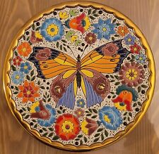 VTG CEARCO PINTADO A MANO  24K ENAMEL POTTERY BUTTERFLY WALL HANGING PLATE picture