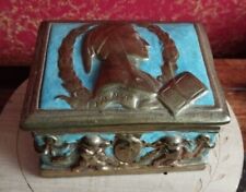 Antique ARMOR BRONZE Dante Vintage Blue Dresser Jewelry Box - Made in the USA picture