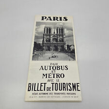 Vintage 1963 Paris Par Autobus Et Metro Avec Le Billet de Tourisme Brochure picture