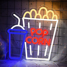 Popcorn Neon Sign for Cinema Wall Decor,Snacks Sign,Business LED Light,Popcorn N picture