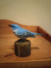 Hand Crafted Cerulean Warbler Wood Bird Figurine  by Hummingbird Studios  picture