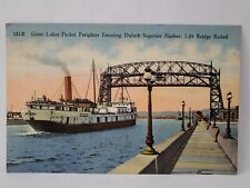 Postcard SHIP Great Lakes Packet Freighter Duluth-Superior Harbor Minnesota picture