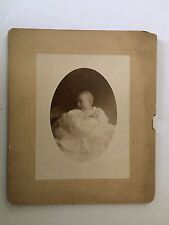 Antique B&W Cabinet Card / Portrait Photograph - Smiling Baby Boy Christening picture