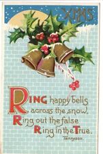 Vintage Postcard Christmas Greeting post 1914 Poughkeepsie NY Ring Bell Tennyson picture