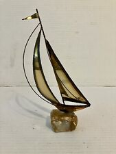 Vintage Copper Sailboat On Stone Signed Mario Jason picture
