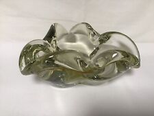 DD62 Vintage Antique Mid Century Translucent Sage Green Murano Glass Bowl picture