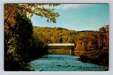 West Woodstock VT- Vermont, Autumn Along The Ottauquechee River Vintage Postcard picture