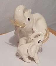 Vintage Momma  and Baby Trunk Up Elephant Figurine 4 ” Tall picture