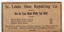 Antique Newspaper advertising for St. Louis Shoe Repair Co, 1909-1910 picture