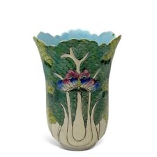 Vintage Chinese Export Bok Choy Leaf and Butterfly Porcelain Vase picture