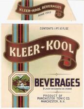 Unused Vintage Soda Label & Neck Kleer-Kool Beverages Original Manchester, N.H. picture