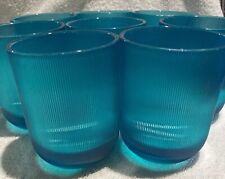 Majestic Ribbed Plastic Juice Glasses, Aqua / Teal, ONLY TWO LEFT picture