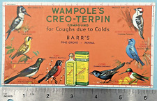 Vintage Wampole's Creo-Terpin Bird Themed Advertising Ruler Blotter Unused picture