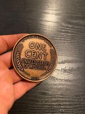 Abraham Lincoln HUGE Wheat Penny Solid Metal Patina Copper Finish Collector 1909 picture