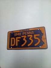 VINTAGE 1941-42 PENNA LICENSE PLATE # DF335 picture