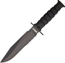 MTech Kabai Fixed Blade Knife Black Grooved Rubberized Handle - MT632CB picture