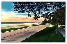c1940's Beautiful Double Lane Boulevard Gulf Coast Gulfport Mississippi Postcard picture
