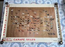 VINTAGE ANTIQUE CANAPÉ LIV-A-SNAPS CHAR-O-SNAPS HISTORY OF DOGS POSTER 28”x41” picture