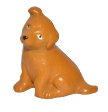 Vintage Ceramic Puppy Dog Figurine Hand Painted Tan Yellow 1 1/4