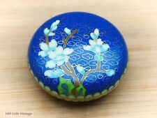 Blue Floral Enameled-5cm-Vintage Trinket/Pill/Snuff Box 1li picture