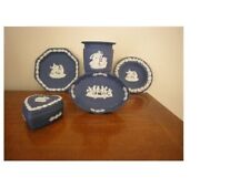 Wedgwood Blue and White Jasperware Grecian Motif 5 Piece Set in Good Condition picture