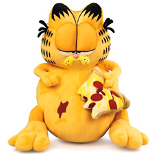 ✿ New GARFIELD Soft Stuffed Plush Toy OVERSTUFFED CAT EATING PIZZA Belly Fat Sit picture