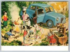 Postcard Eugen Hartung Anthropomorphic Cats Kittens Chef Picnic picture