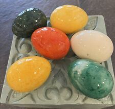 Vintage Alabaster Eggs Handmade In Italy Original Tags                  A1 picture