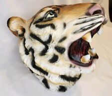 Vintage TIGER Mask Old Halloween Rare Animal Scary Cat Vinyl Rubber w/ Damage picture