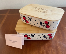 Kate Spade New York Vintage Cherry Dot 2-Piece Covered 28 oz. Container Set NEW picture