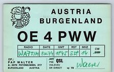 Vintage Ham Radio Amateur QSL QSO Postcard OE4PWW Potzneusiedl, Austria 1974 picture