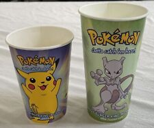 Vintage 1999 Pokémon The First Movie Burger King Cups Set of 2 Mewtwo Pikachu picture