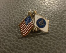 Vintage Masonic Freemasons & American Flag Friendship Pin USA Shriners Fraternal picture