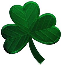 GREEN SHAMROCK PATCH IRISH CLOVER Embroidered Iron-On LARGE LUCKY IRELAND BIG picture