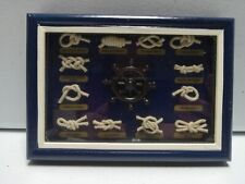 Vintage Nautical Framed Sailor Knots Ship Wheel Labeled Shadow Box 6.5