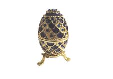 Bejeweled Purple Faberge Egg Hinged Metal Enameled Crystal Trinket box picture