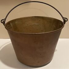 ANTIQUE AMERICAN BRASS KETTLE MANUFACTURERS NO.5 BUCKET W/HANDLE 1893-1922 picture