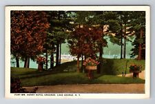 Lake George NY-New York, Fort WM Henry Hotel Grounds Vintage Souvenir Postcard picture