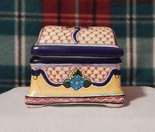 Talavera pottery trinket box/candle signed Hernandez Pue, Mex picture