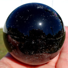 Original NEW Old Stock BLACK SMOKY MORION Quartz Crystal Sphere SCRYING Ball picture