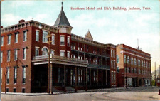 1908. JACKSON, TENN. SOUTHERN HOTEL. ELK'S BLDG. POSTCARD DD15 picture
