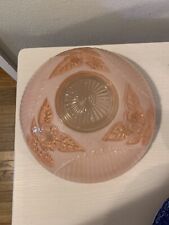 1930s Antique 3 Chain Hanging Ceiling Light Shade - Pink Frosted Glass - 10.5 “ picture