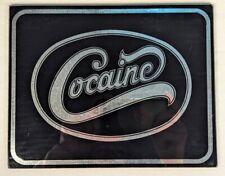Vintage 1970s Cocaine Mirror Black and Silver 7x9 Felt Backing Rare Find picture