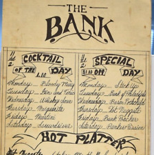Vintage 1970s The Bank Restaurant Menu East State Street Pendleton Indiana picture