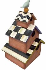 Mackenzie Childs Persephone Tabletop Birdhouse Courtly Check Resin 9.5