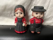 Vintage  Happy Amish Boy Girl Salt and Pepper Shakers Ceramic 4